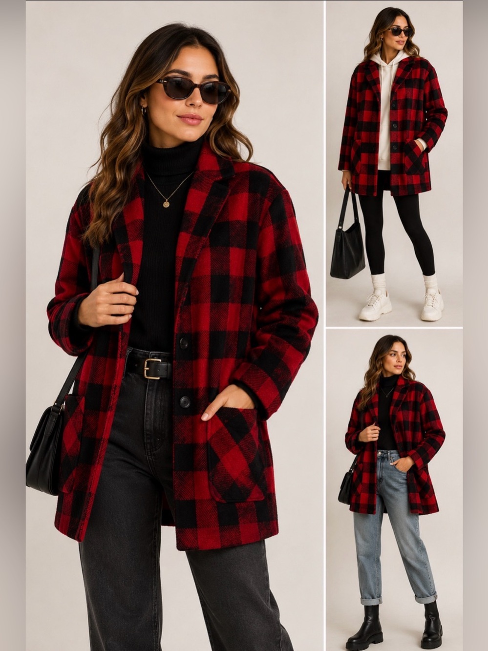 Native Youth Red Plaid Jacket Shacket Wool Blend Button Front Women’s Medium